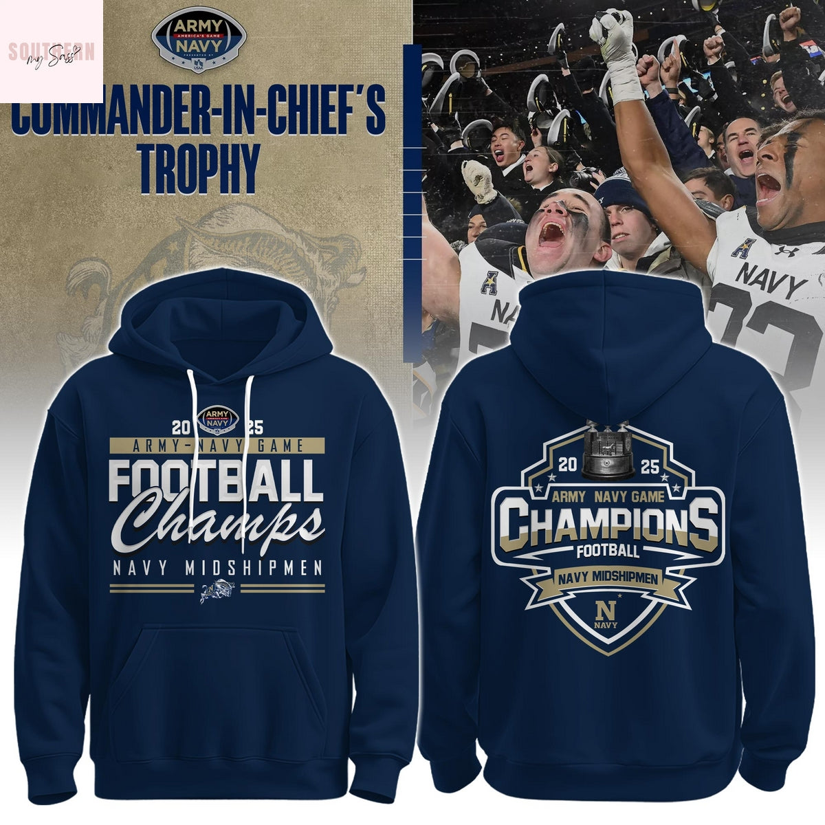 Navy Midshipmen Army- Navy Game Football Champions Hoodie