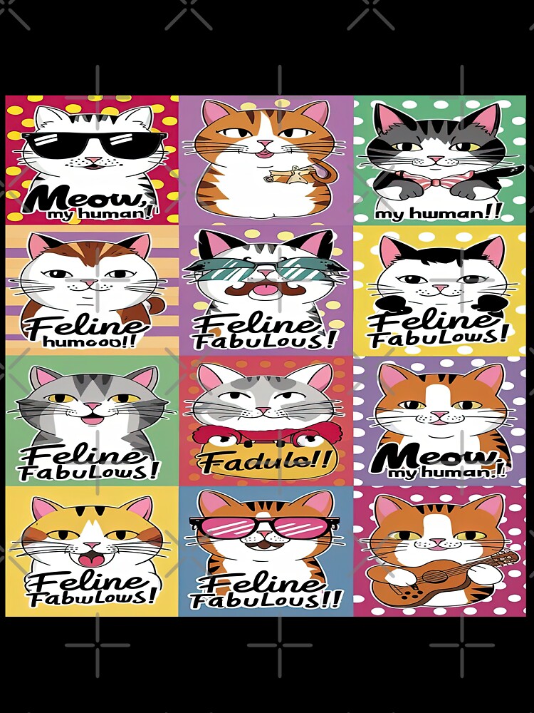 cute funny  cat pattern cheerful  colorful cats with sunglasses fluffy sweets happy ,aesthetic cat art,funny cat,Cat Lover,cute cat,cat pattern by Expressions-Sel