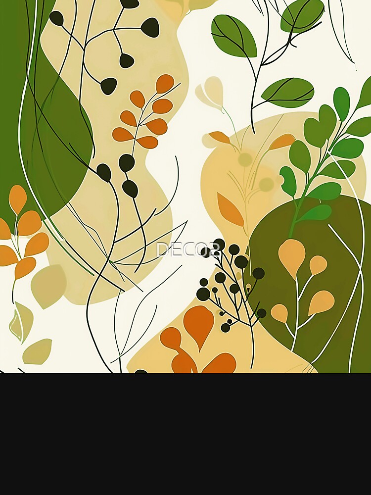 Boho Abstract Leaves Art In Green And Earthtones by DEC02