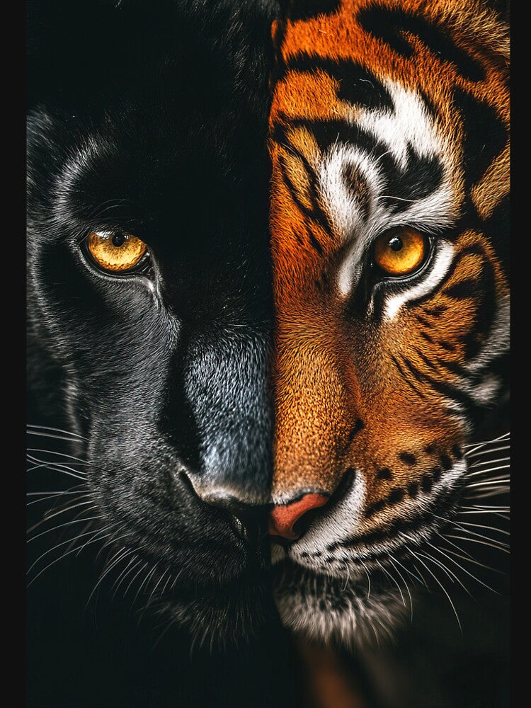 Half tiger Half Black panther double Wildlife portraits by TheArtistOf2022