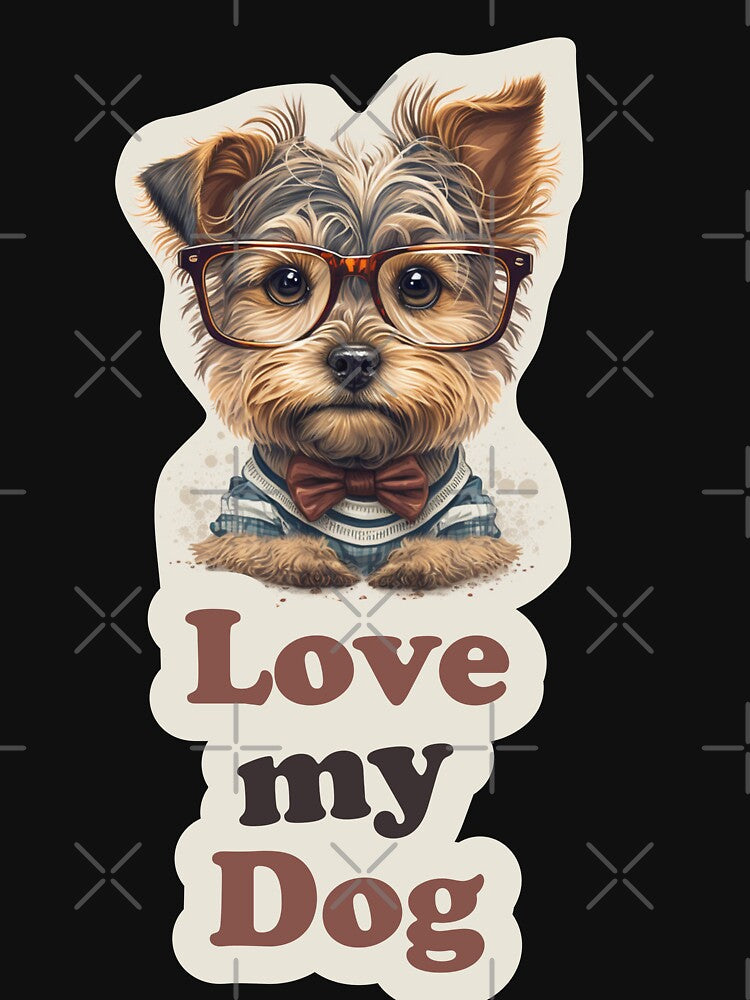 Love my dog Yorkshire Terrier with glasses funny cute decorative dog for dog lovers by RSDESIGNSteam
