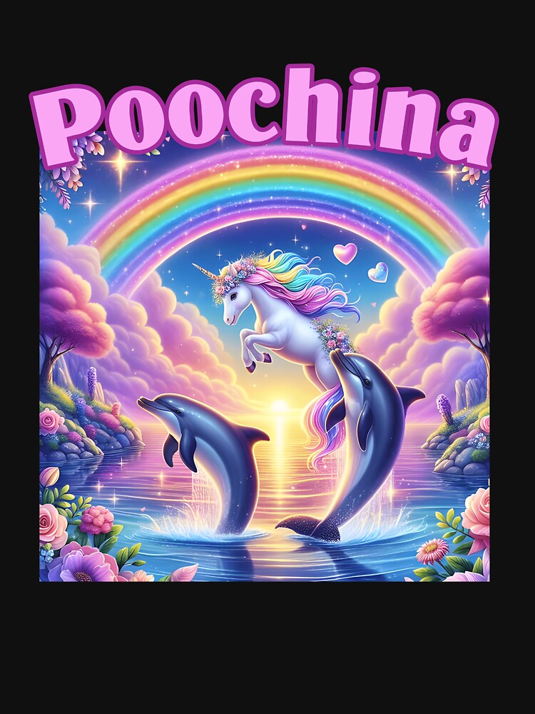 Poochina, Ironic Funny Meme, Trendy Dolphin by Ariana De Amicis