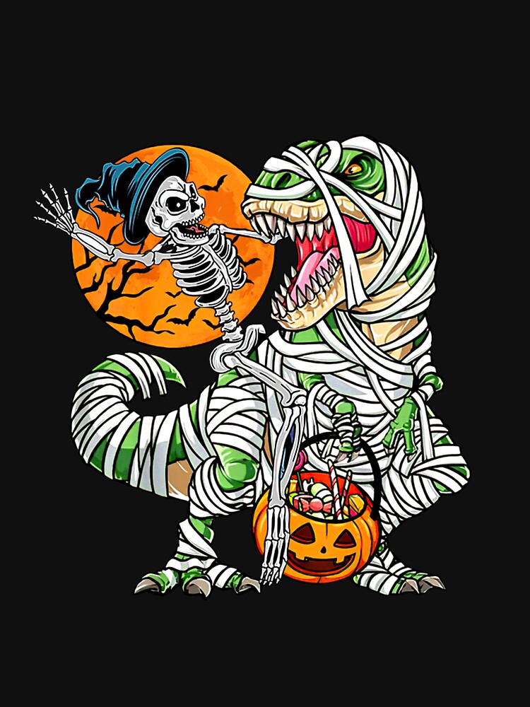 Skeleton Riding Mummy Dinosaur T Rex Halloween Kids Boys Men, Basic Novelty, Trending Now by GPFFODIO