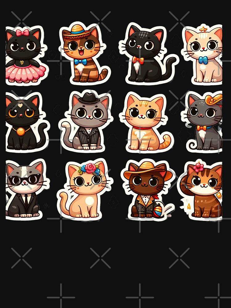 cute funny cat pattern cheerful colorful cats with hats,aesthetic cat art,funny cat,Cat Lover,cute cat,cat pattern by Expressions-Sel