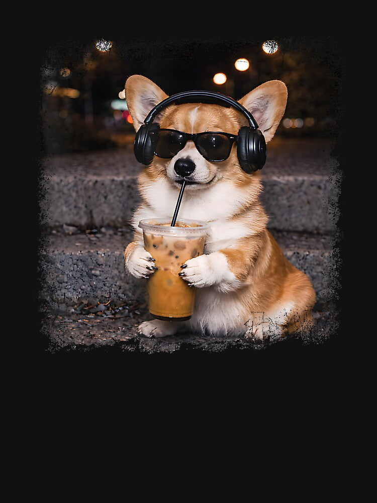 Corgi Drinking Iced Coffee Lover Humor Funny Meme by Boutkimaewab