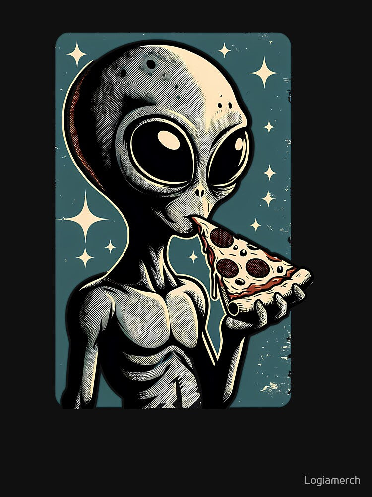Funny Alien Pizza Lover, Retro Style by Logiamerch