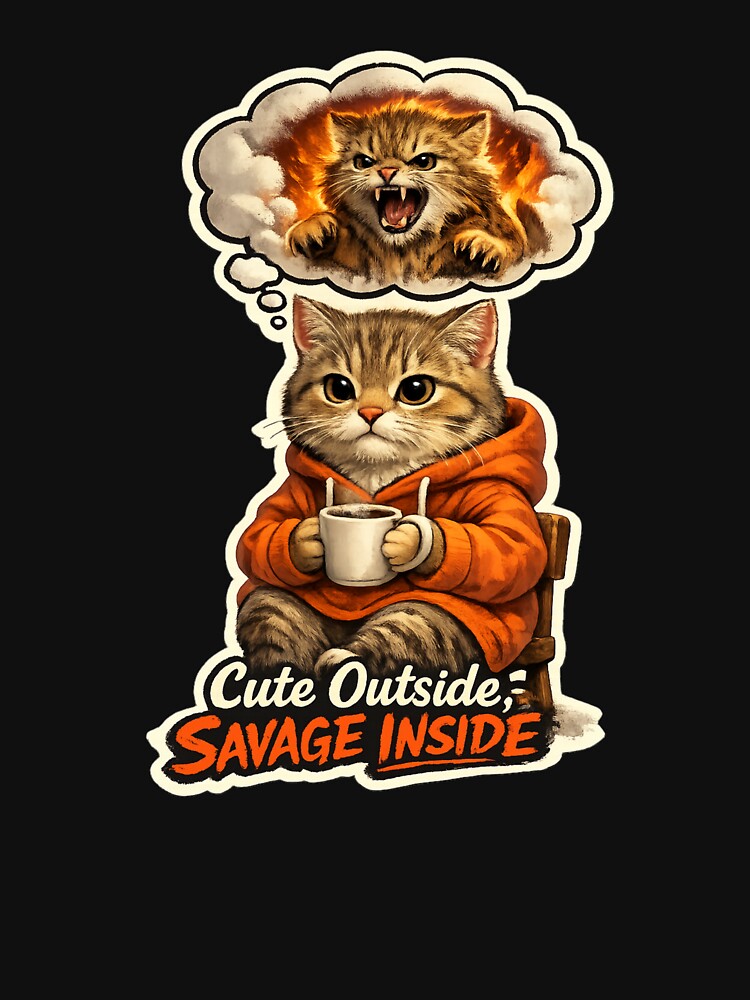 Funny Cat Meme Quote Funny Inside Savage Outside by PluffyPanda