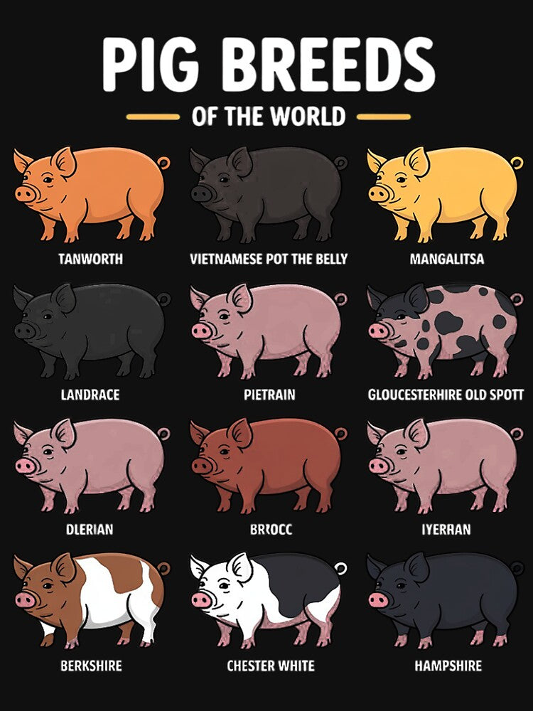Cute Pig Breeds of the World Farm Animal Lovers by silladive
