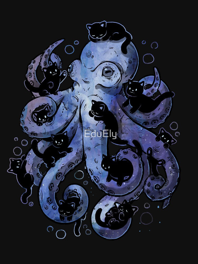 Octopurr Cute Watercolor Octopus Cat by EduEly
