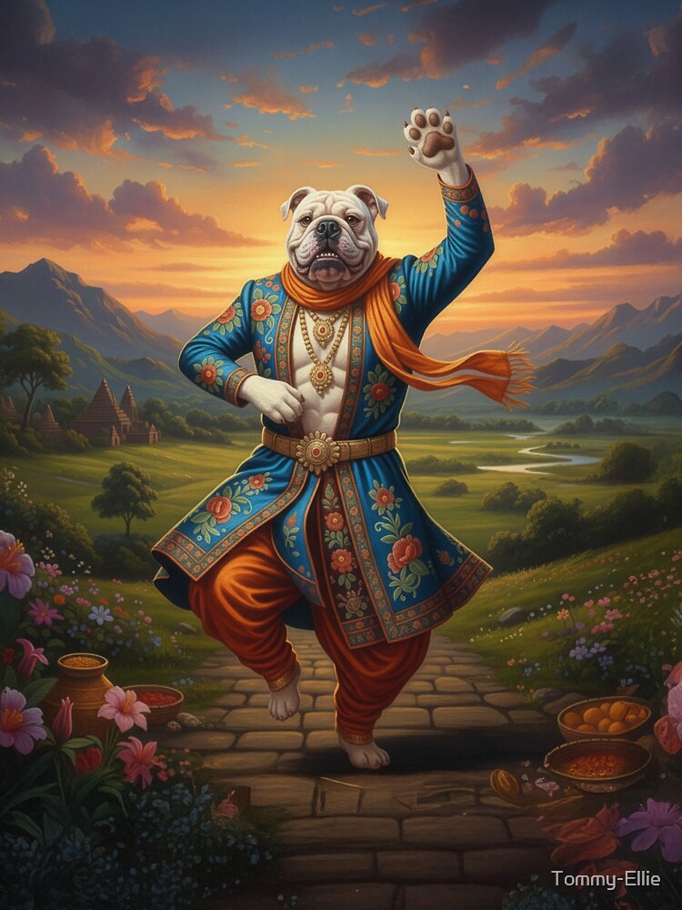 English Bulldog Maharaja - Royal Bollywood Silk Art by Tommy-Ellie