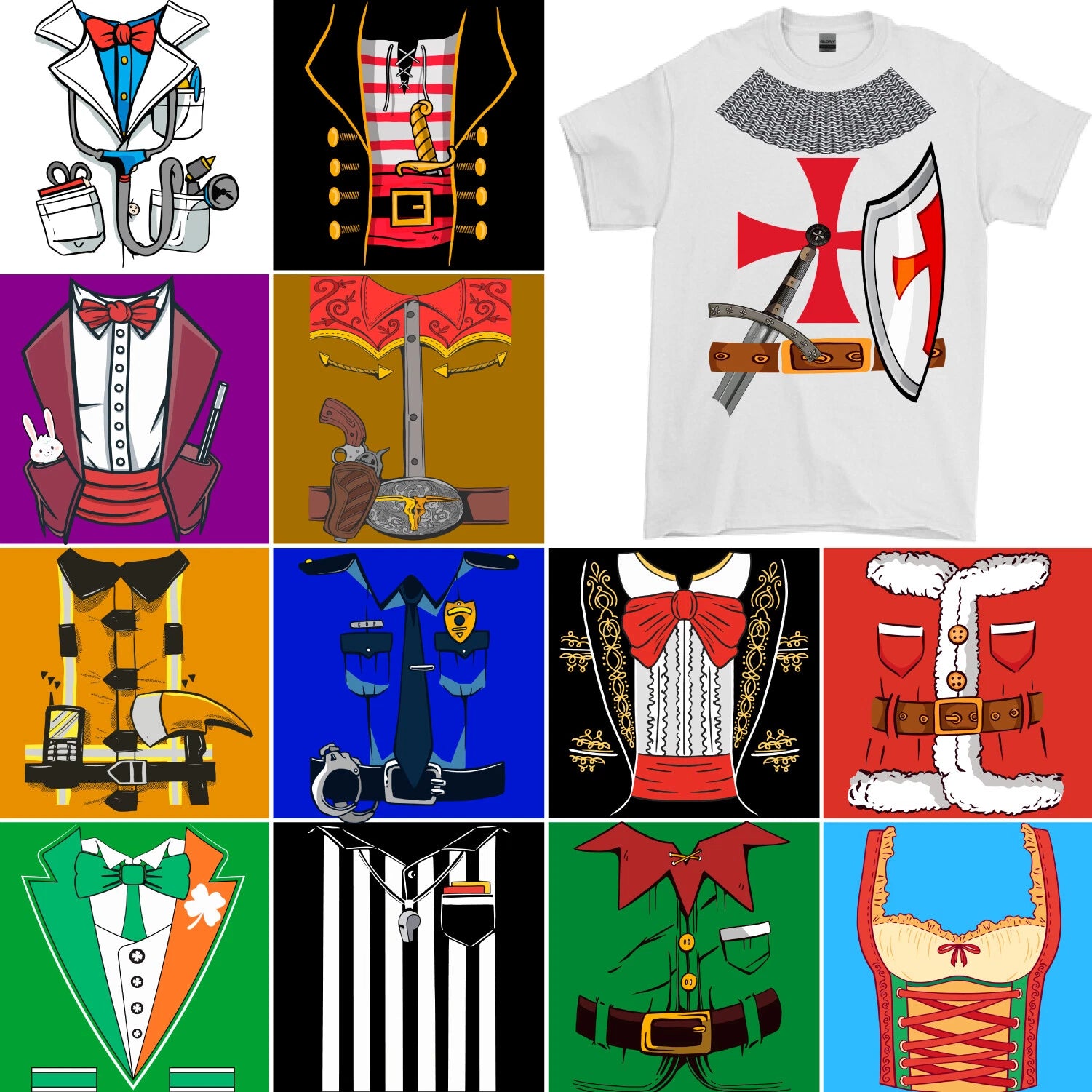 Fancy Dress Costume Outfit Mens Funny T-Shirt Party Theme