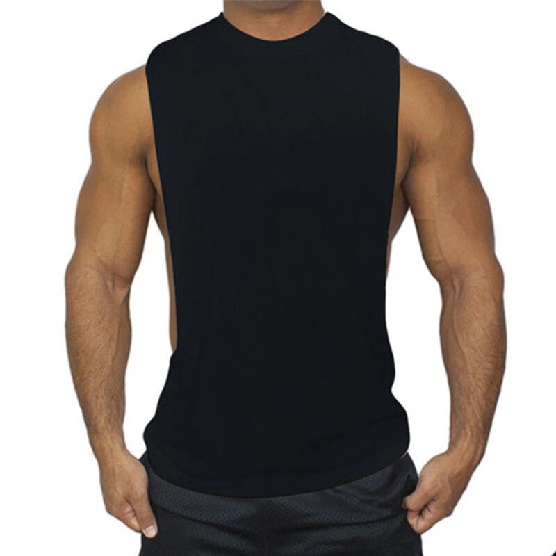 Men Gym Muscle T-Shirt Tank Top Running training cotton sleeveless camisole vest