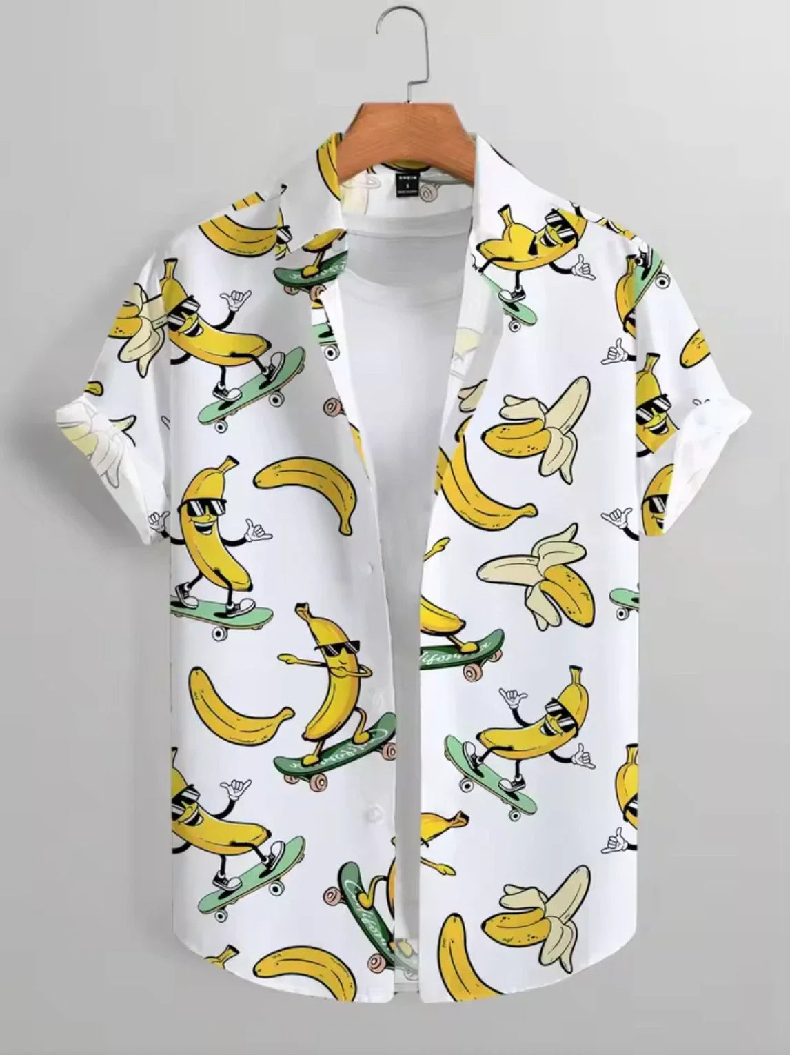 Mens Button Down Shirts Funny Banana Printed Hawaiian Tops Novelty Summer Gifts