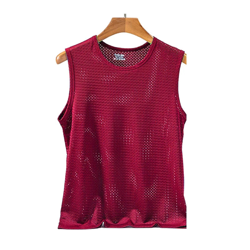 Men Sleeveless Mesh Fishnet Vest Tank Tops Breathable Muscle Gym Sport Blouse ↲