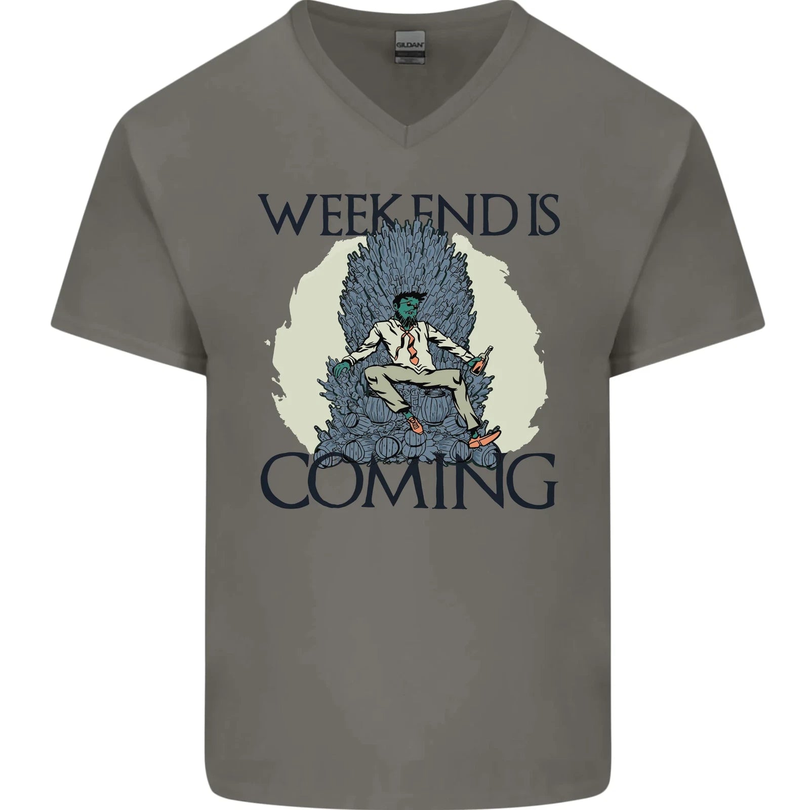 Weekend Funny Beer Cider Wine Alcohol Gin Mens V-Neck Cotton T-Shirt