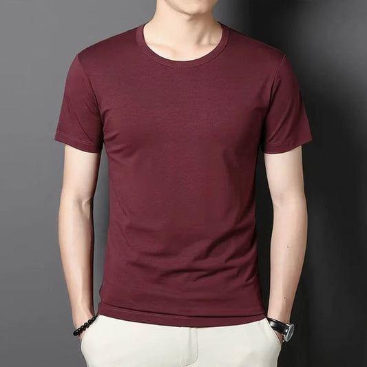 Men Slim Fit Round Neck Short Sleeve T-Shirt for Base Layer or Outerwear Use