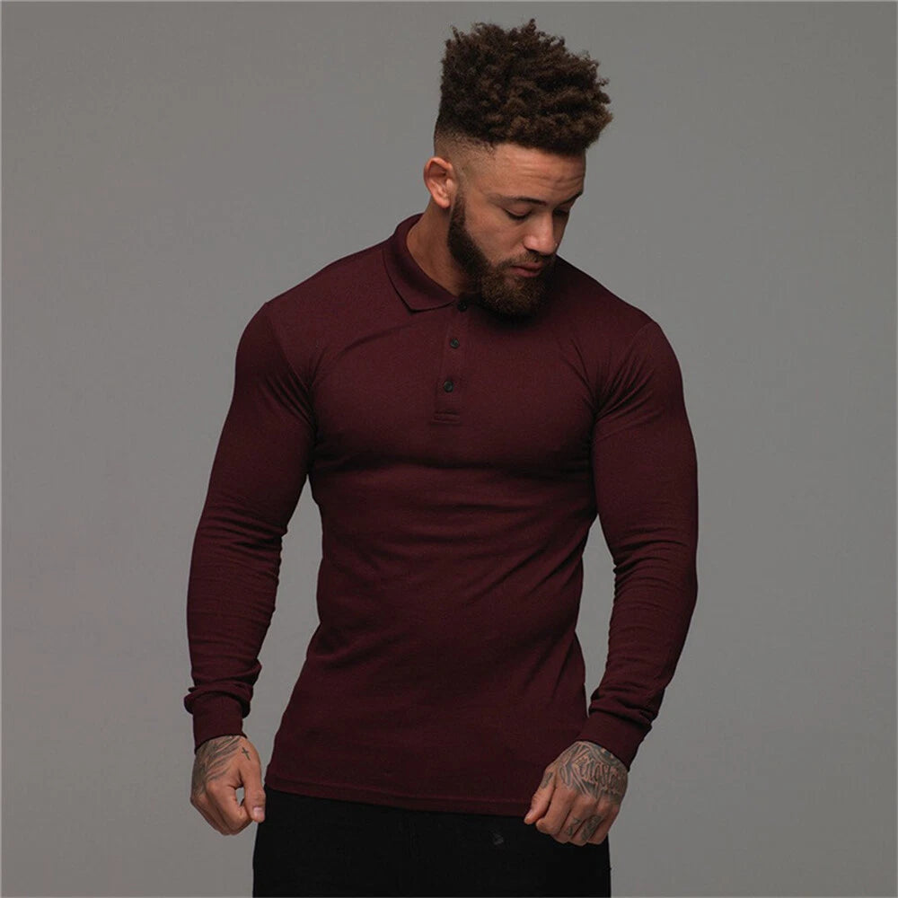 Men's Long Sleeve Slim Fit Polo Shirts Casual Athletic Shirt Sweatshirt