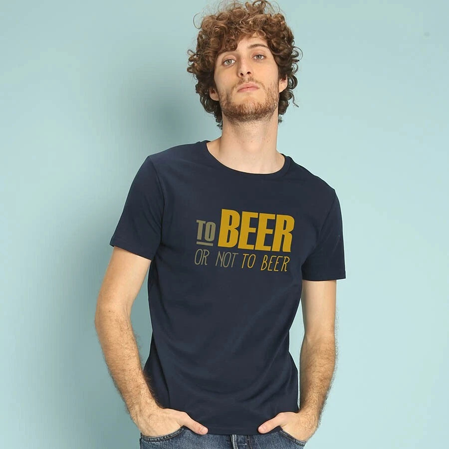 T-Shirt Men's Short Sleeve To Beer Gold Not Color Navy Blue