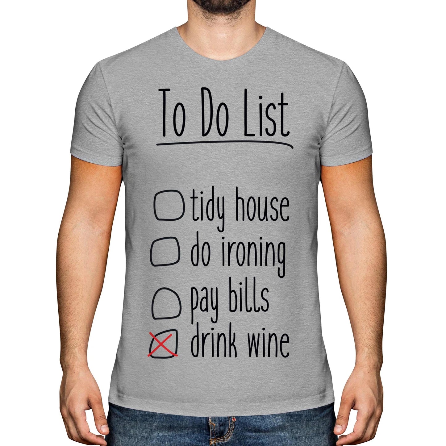 TO DO LIST .. DRINK WINE MENS T-SHIRT TEE TOP GIFT ALCOHOL FUNNY