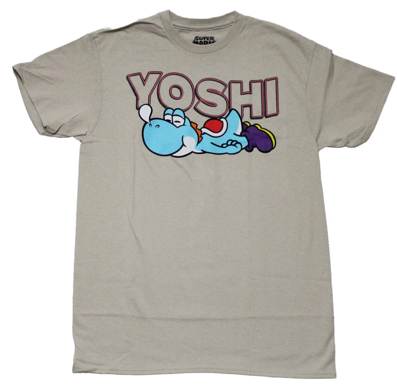Super Mario Brothers New Adult T-Shirt - Yoshi Sleeping Under Name