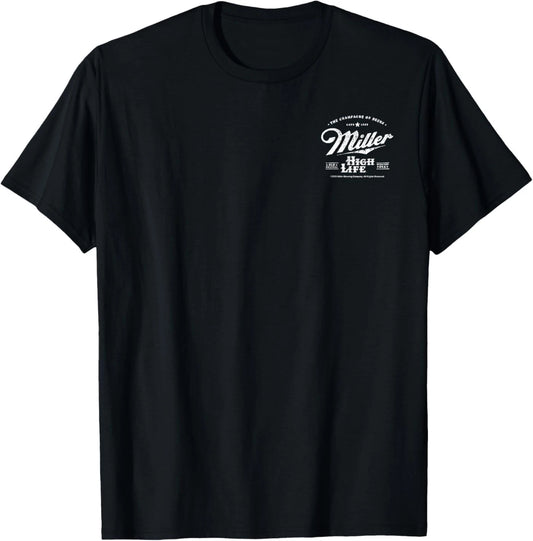 (Front & Back )Coors Miller High Life Champagne of Beers T-Shirt