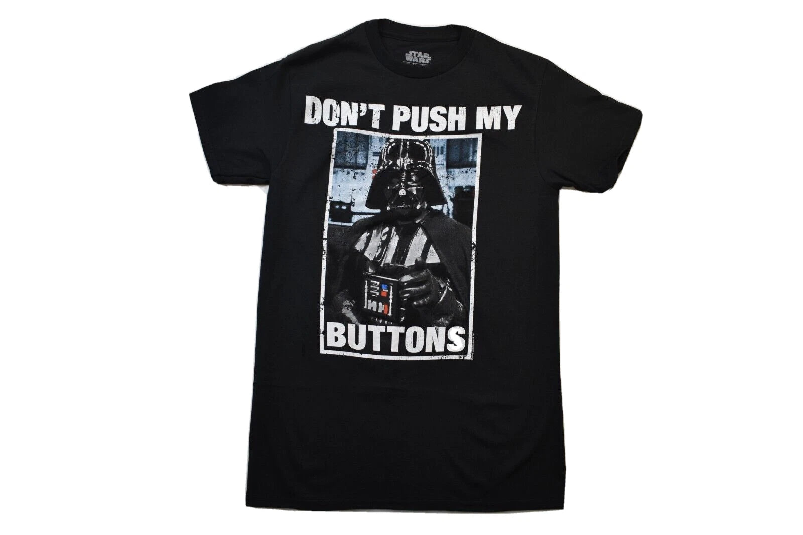 Star Wars Mens Darth Vader Don't Push My Buttons Funny Black Shirt New M, L