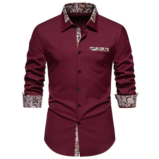 Men's Floral Shirt Casual Slim Shirts Long Sleeve Button Down Tops Blouse