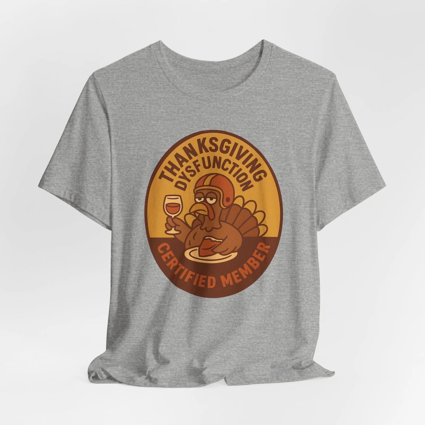 Thanksgiving Dysfunction Certified Member Funny Retro Turkey Wine Pie T-Shirt