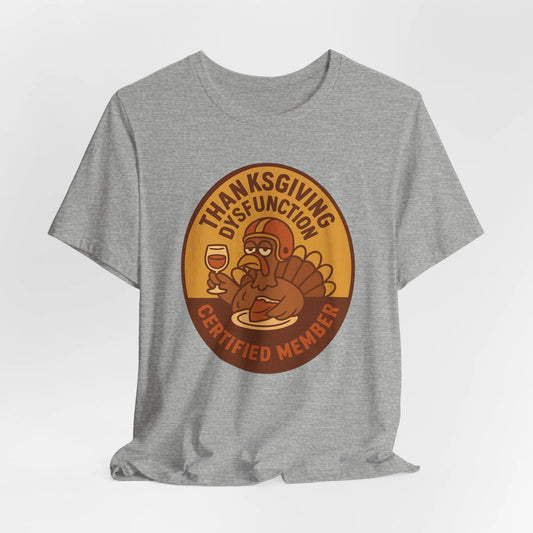 Thanksgiving Dysfunction Certified Member Funny Retro Turkey Wine Pie T-Shirt