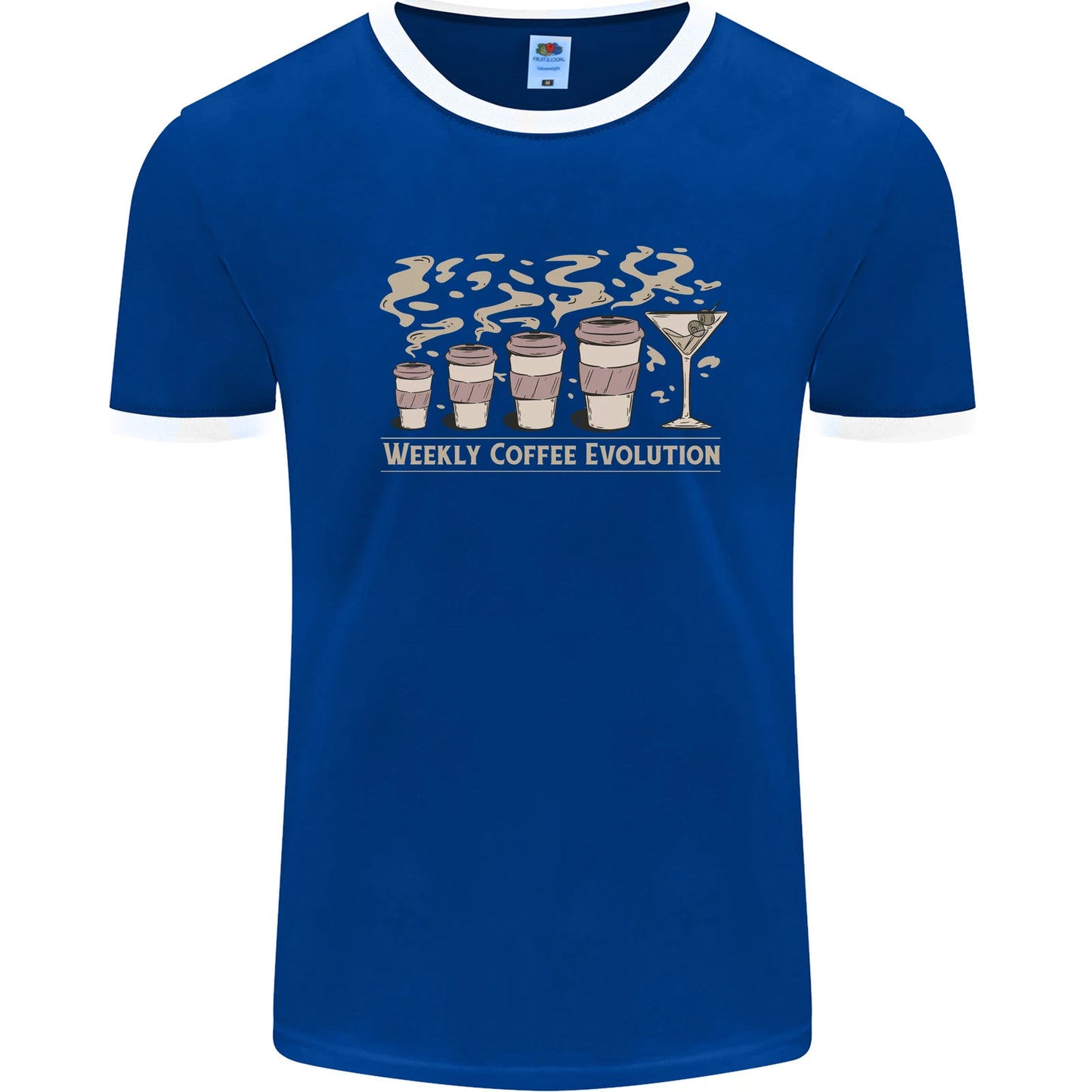 Weekly Coffee To Alcohol Evolution Wine Mens Ringer T-Shirt