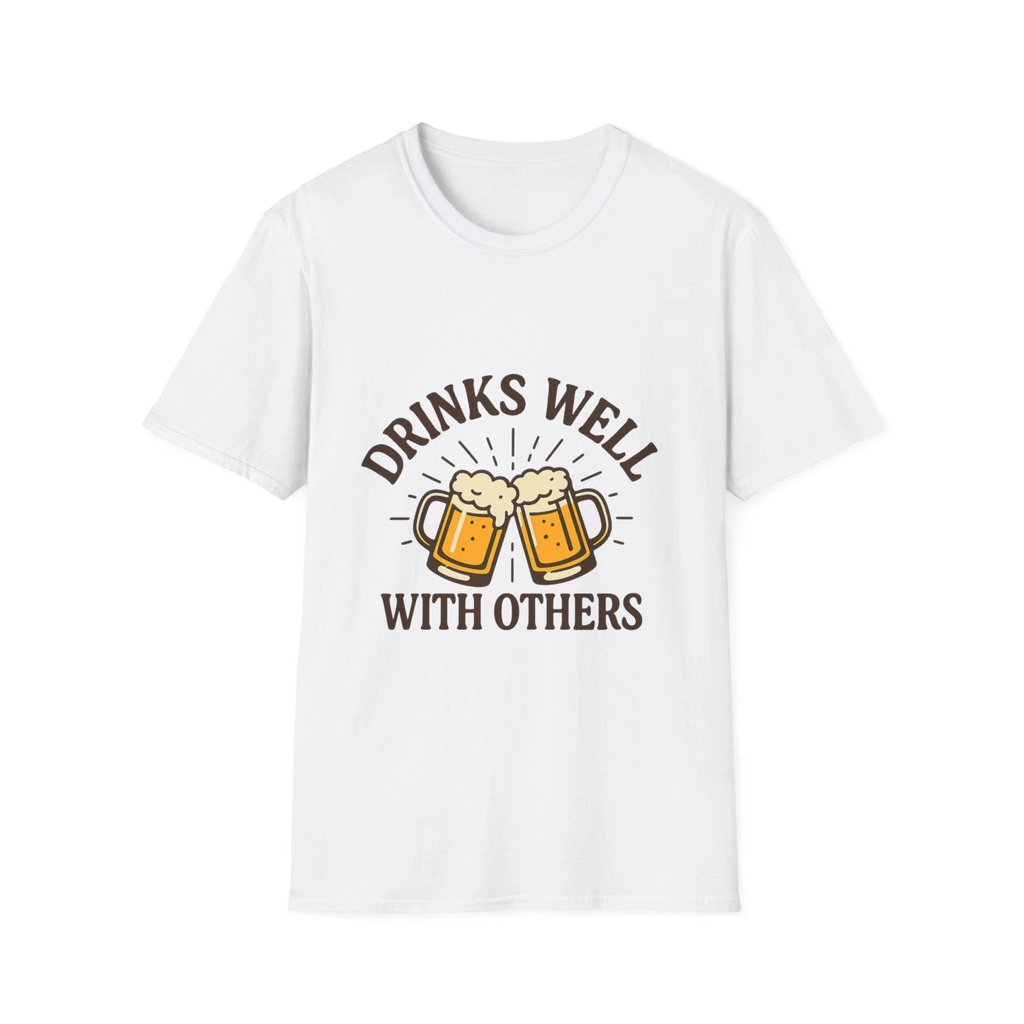 Funny Beer T-Shirt, Drinks Well With Others Shirt, Casual Tee, Beer Lover Gift