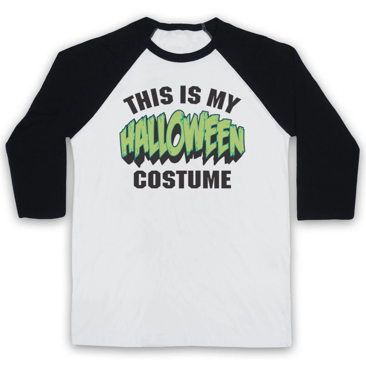 THIS IS MY HALLOWEEN COSTUME HIPSTER RETRO FUNNY LAZY 3/4 SLEEVE BASEBALL TEE