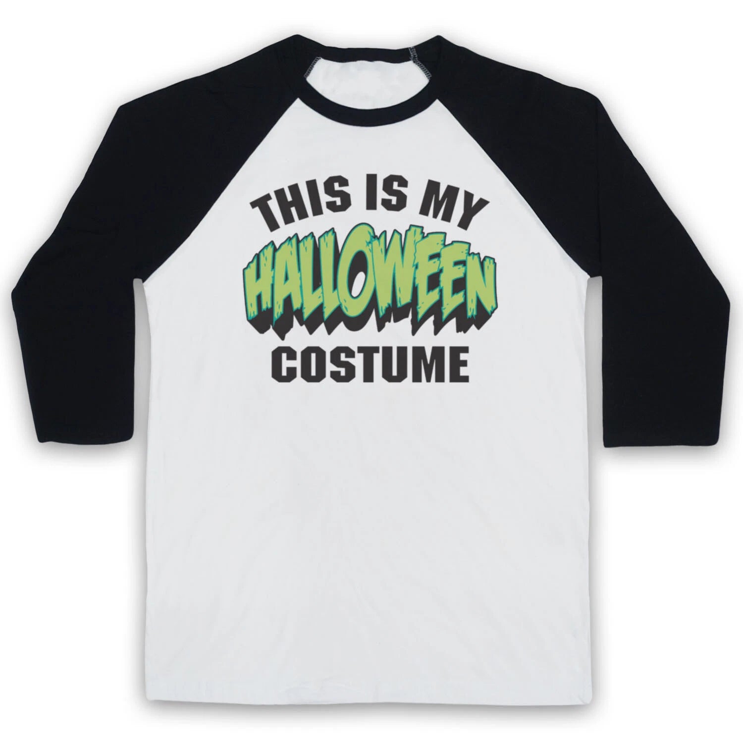 THIS IS MY HALLOWEEN COSTUME HIPSTER RETRO FUNNY LAZY 3/4 SLEEVE BASEBALL TEE