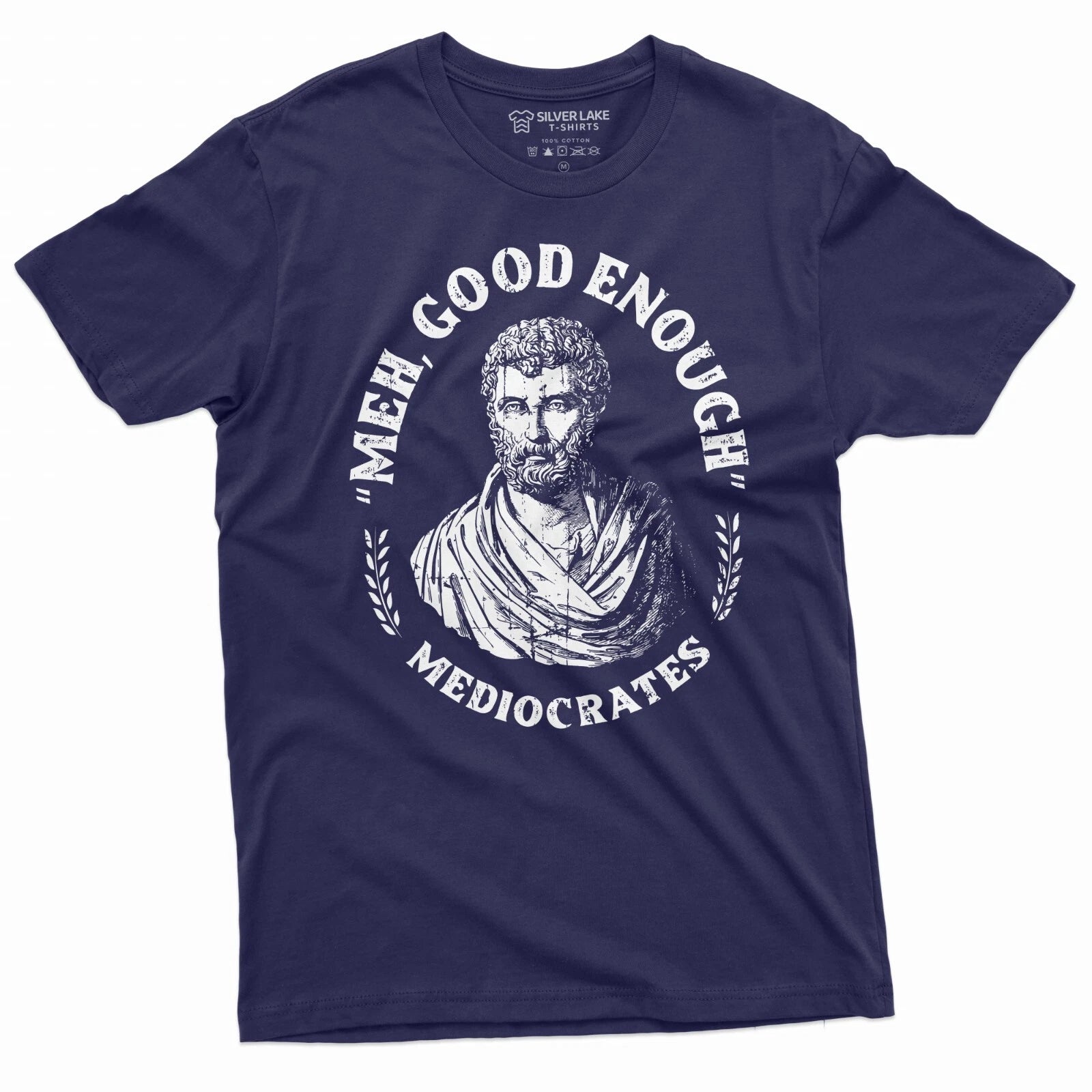 Men's Funny T-shirt Mediocrates meh good enough History philosophy Tee Shirt
