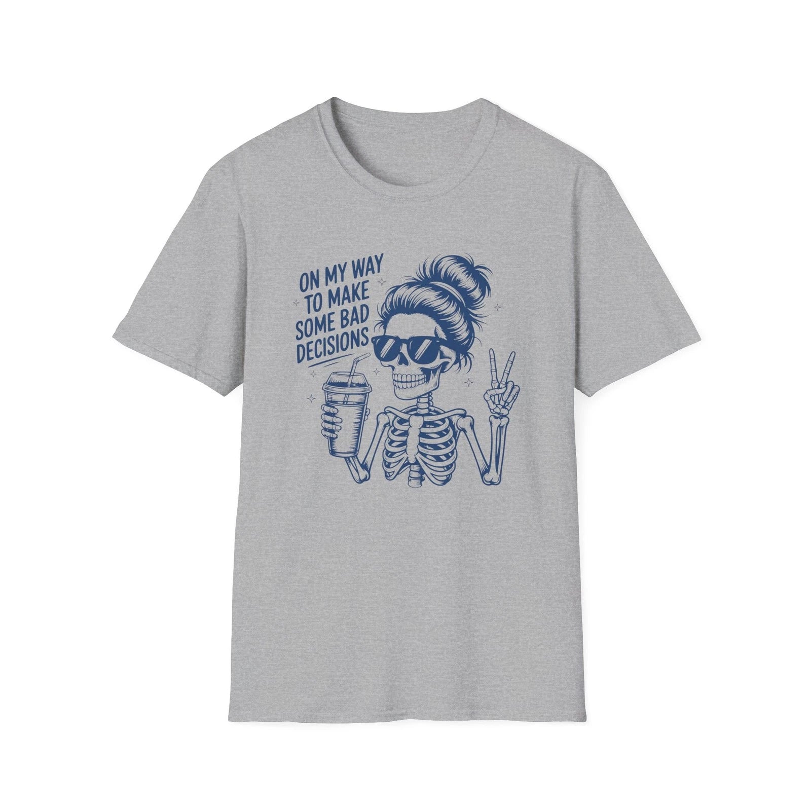 Skeleton Girl Holding Coffee T-Shirt | "On My Way to Make Some Bad Decisions"