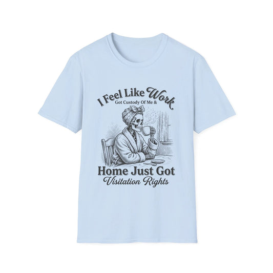 I Feel Like Work Skull Lady with Wine Home Just Got Visitation Rights T-Shirt