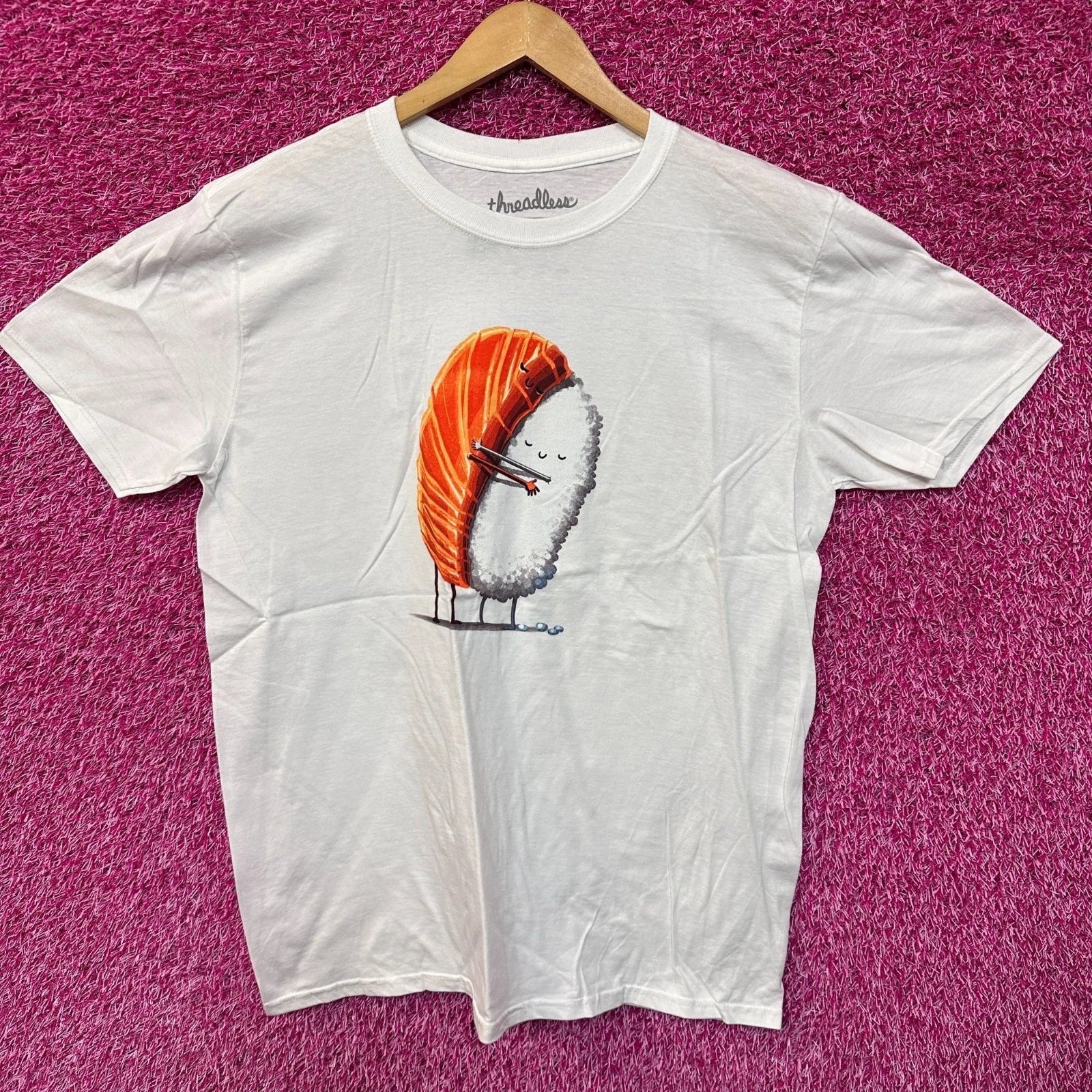 Sushi Hug Salmon & Rice Snuggle Kawaii Art Threadless Tee L