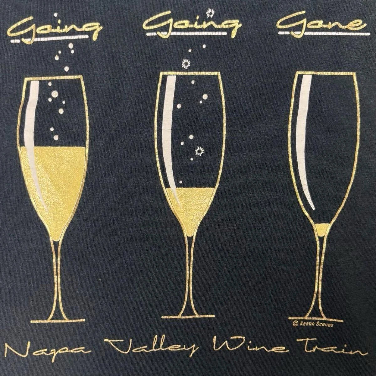 Vintage T-Shirt 90S Made In Usa Single Stitch Napa Valley Wine Train Champagne G