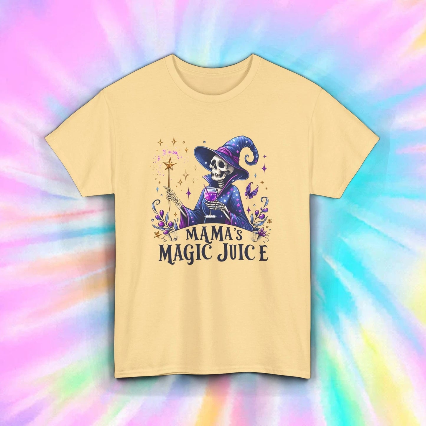 Mama’s Magic Juice Shirt Skeleton Witch Funny Wine Mom Halloween Tee S-5XL