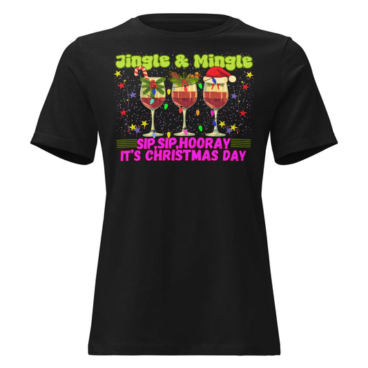 Women's Relaxed T-Shirt/Christmas Wine T-Shirt