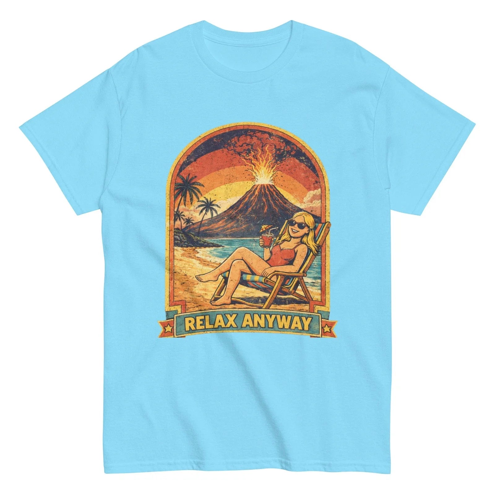 Funny Volcano Beach Relax T-Shirt