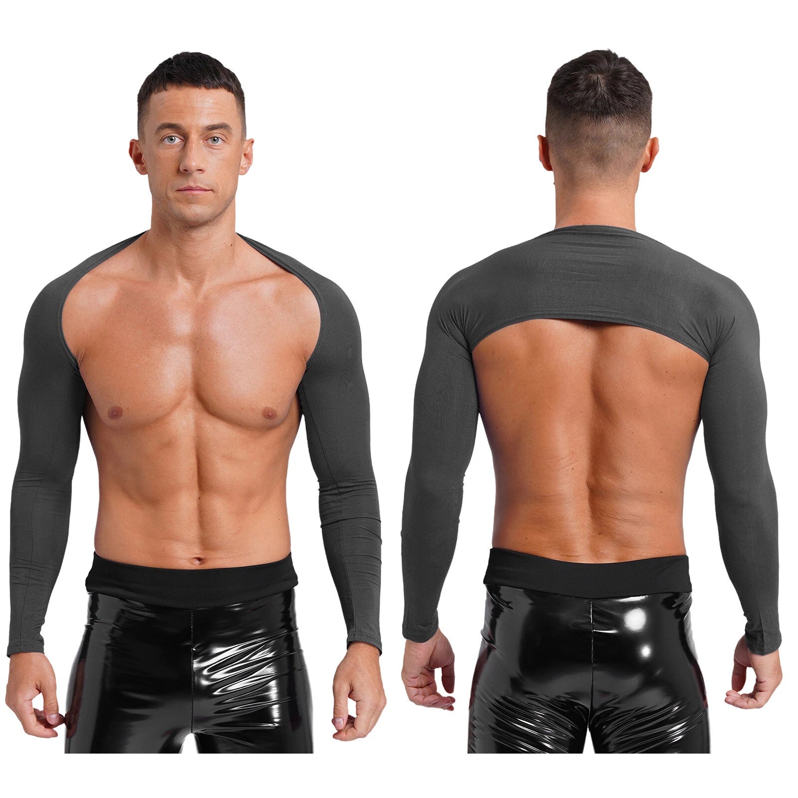 Mens Cardigan Arm Sleeve Shrug Breathable Crop Top Gym Cape Sun Protection Tops