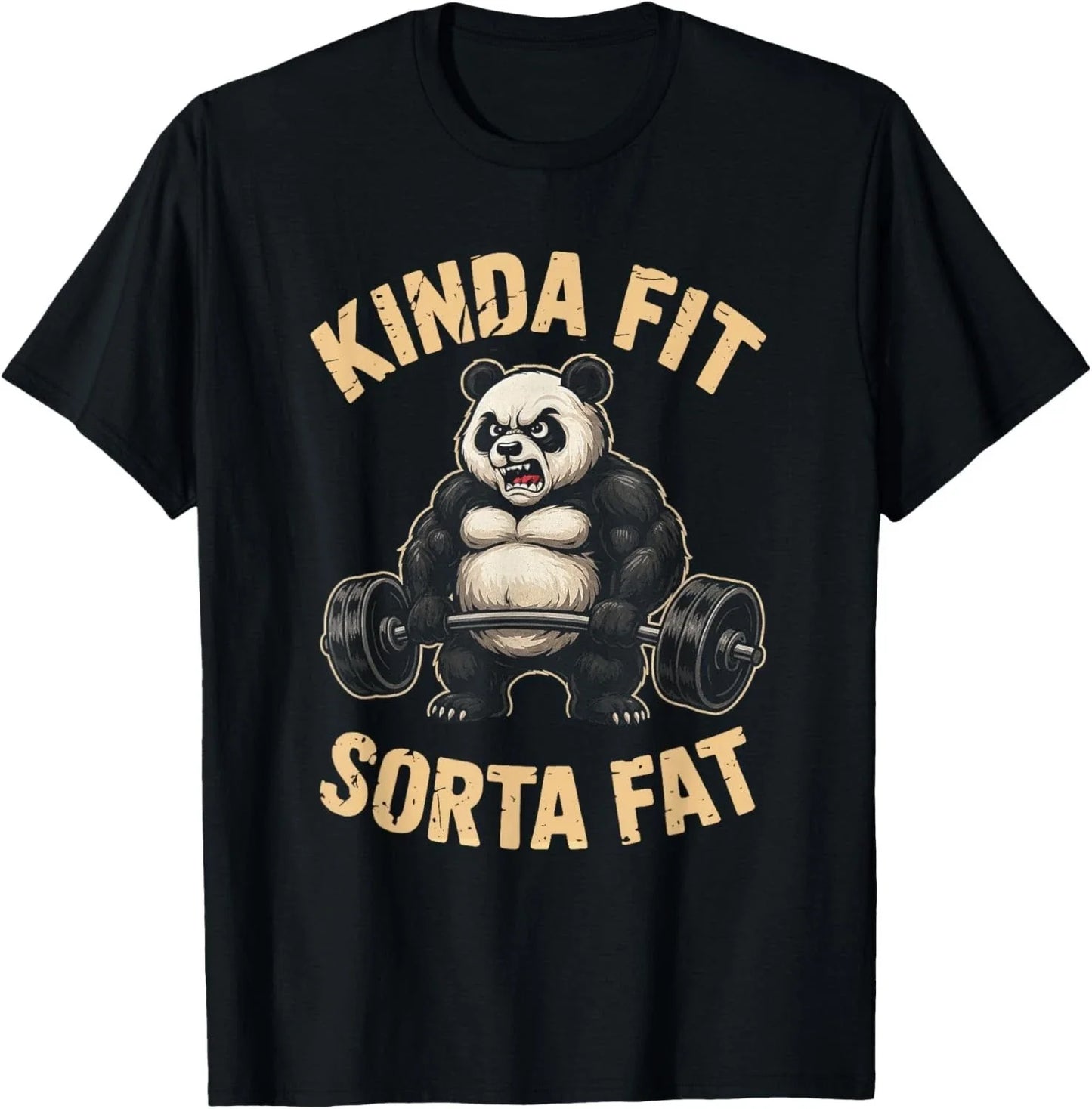 Kinda Fit Sorta Fat Funny Gym Panda Weightlifting Workout Gift Unisex T-Shirt