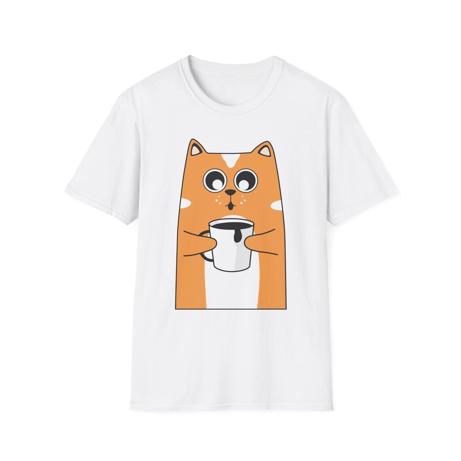 Cute Cat Coffee Unisex T-Shirt, Funny Pet Lover Gift, Animal Tee, Cozy Wear,