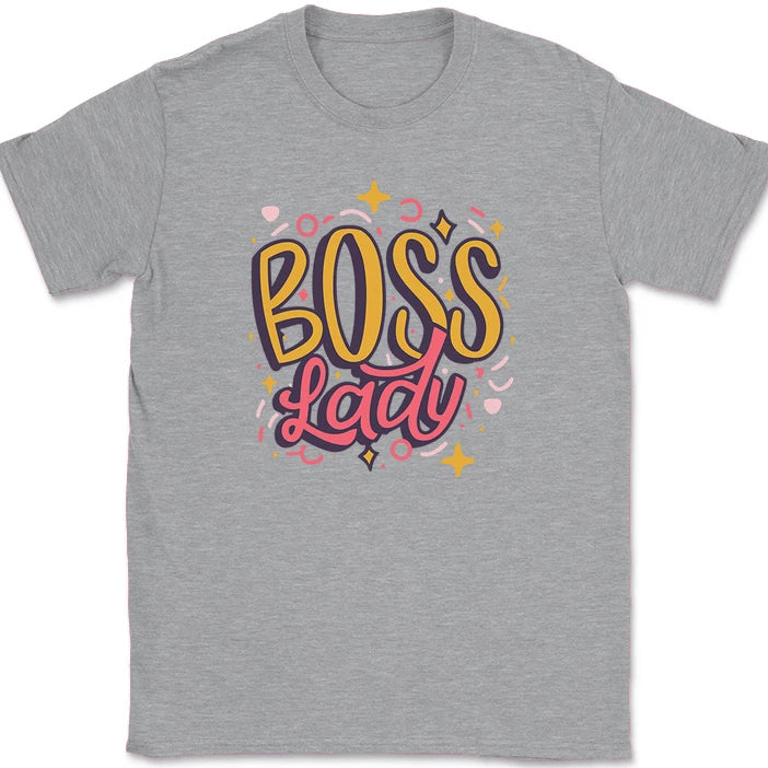 Boss Lady T-Shirt Funny The Office Humor Gift Joke Novelty Text Graphic Tee