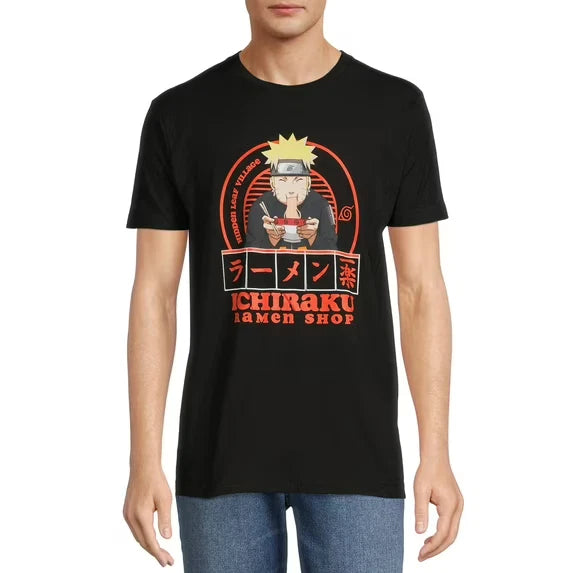 Naruto Ichiraku Ramen Shop Men's Black Graphic T-Shirt Medium