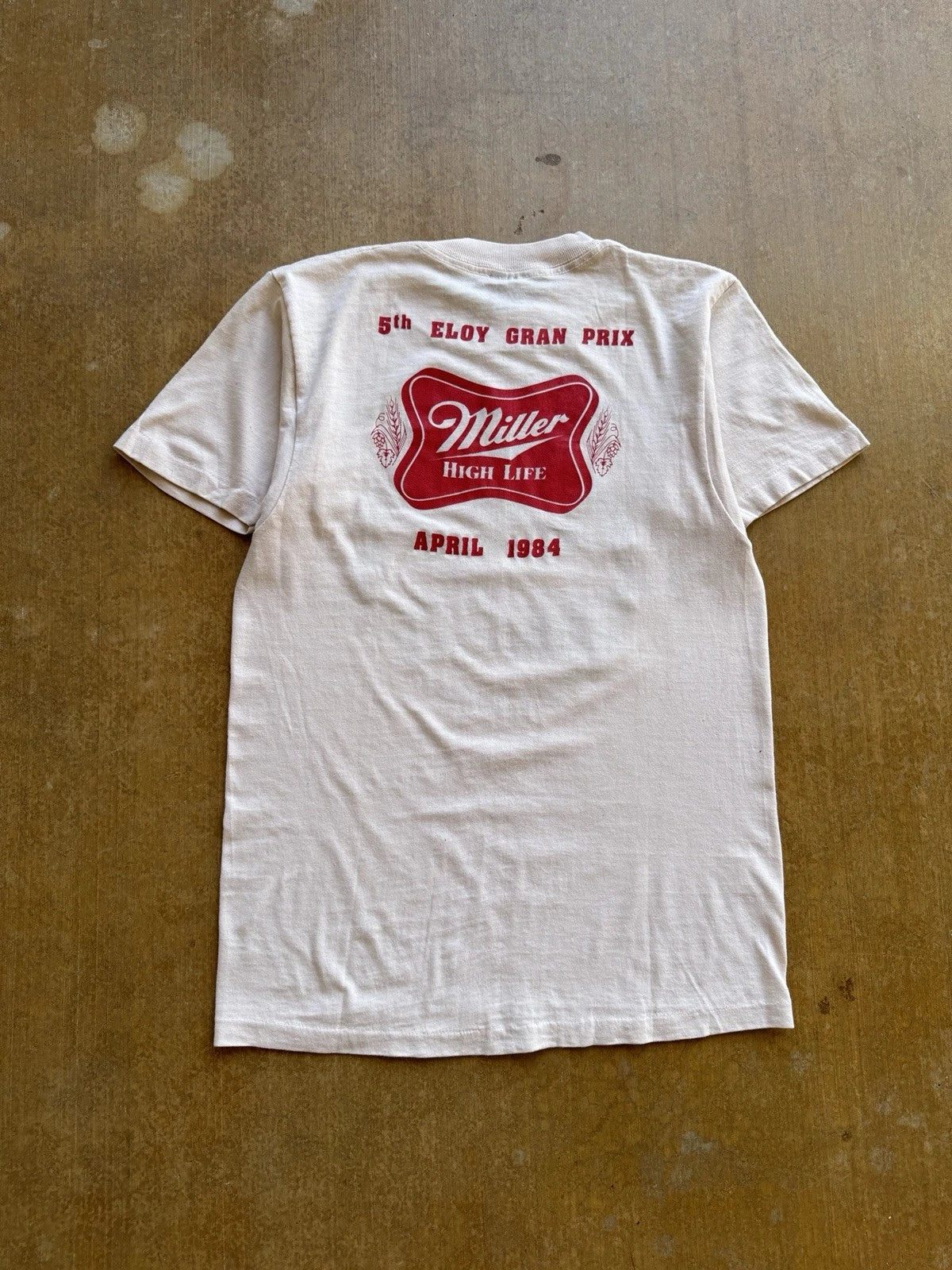 VTG 80s Miller High Life Beer NASCAR Racing Eloy Gran Prix T-Shirt Lightweight S