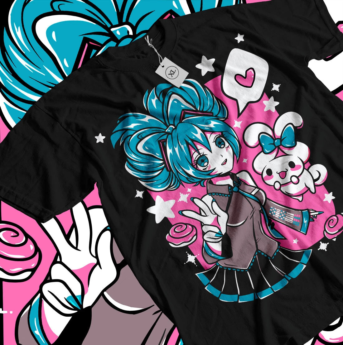 Vocaloid Hatsune T-Shirt Miku And Sanrio Cinnamoroll Kawaii Anime Manga Shirt