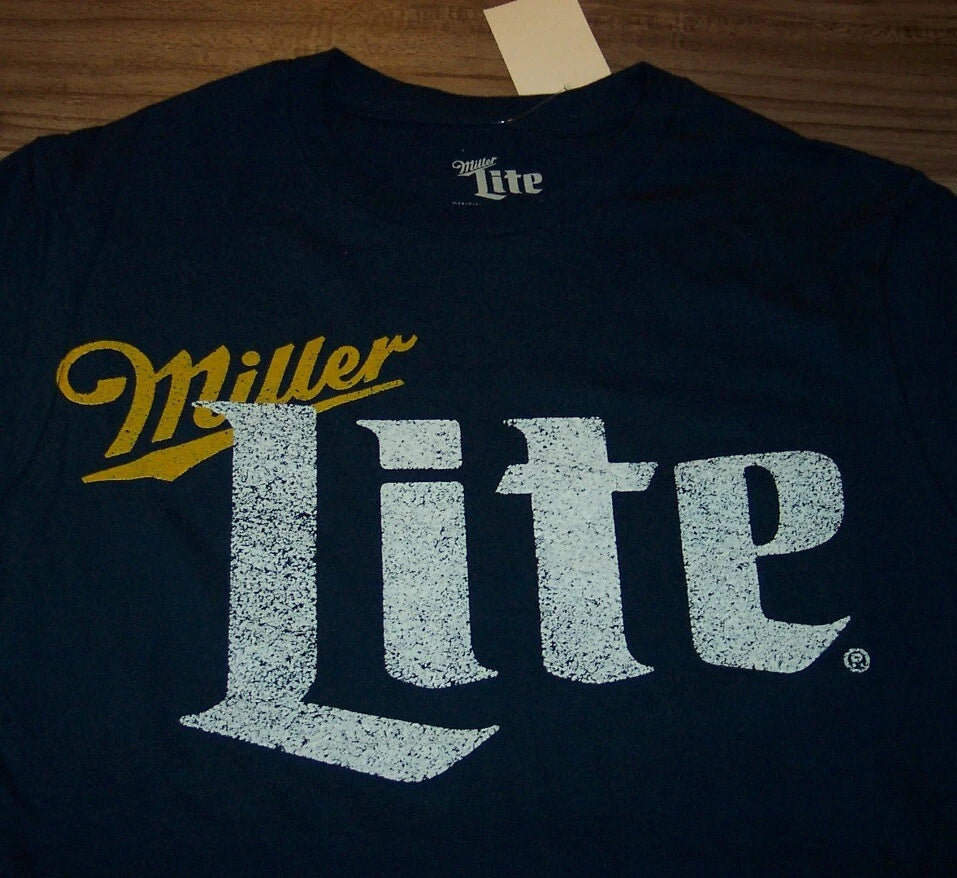VINTAGE STYLE MILLER LITE BEER T-shirt MENS SMALL NEW w/ TAG  Navy Blue