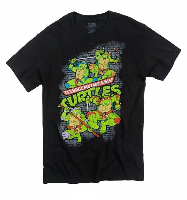 TMNT Teenage Mutant Ninja Turtles Fearsome Fighting Team Black T-Shirt MD, LG XL
